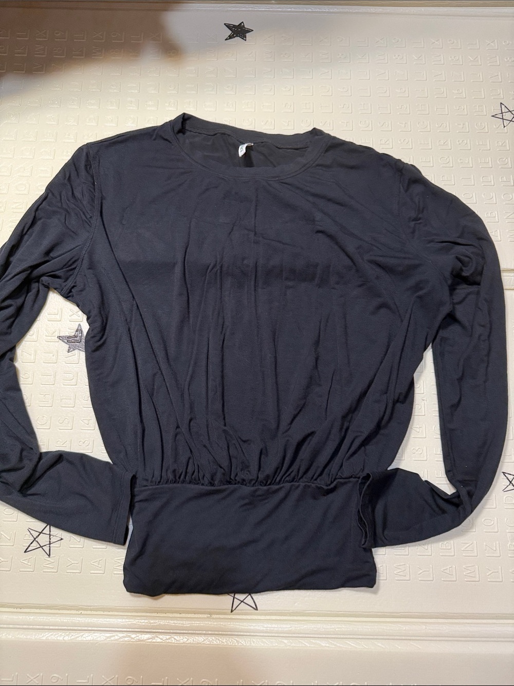HALARA Black Long Sleeve Cinched Waist Top